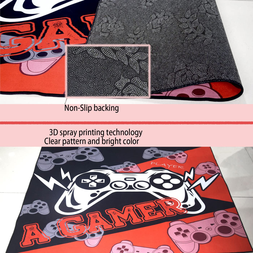 Sunnycitron Gaming Area Rugs Gamer Player Rug for Boys Room Decor Teens 3D Video Game Controller Mat for Bedroom Playroom Carpet Red (59"x39") - Flex Gamingproduct_type