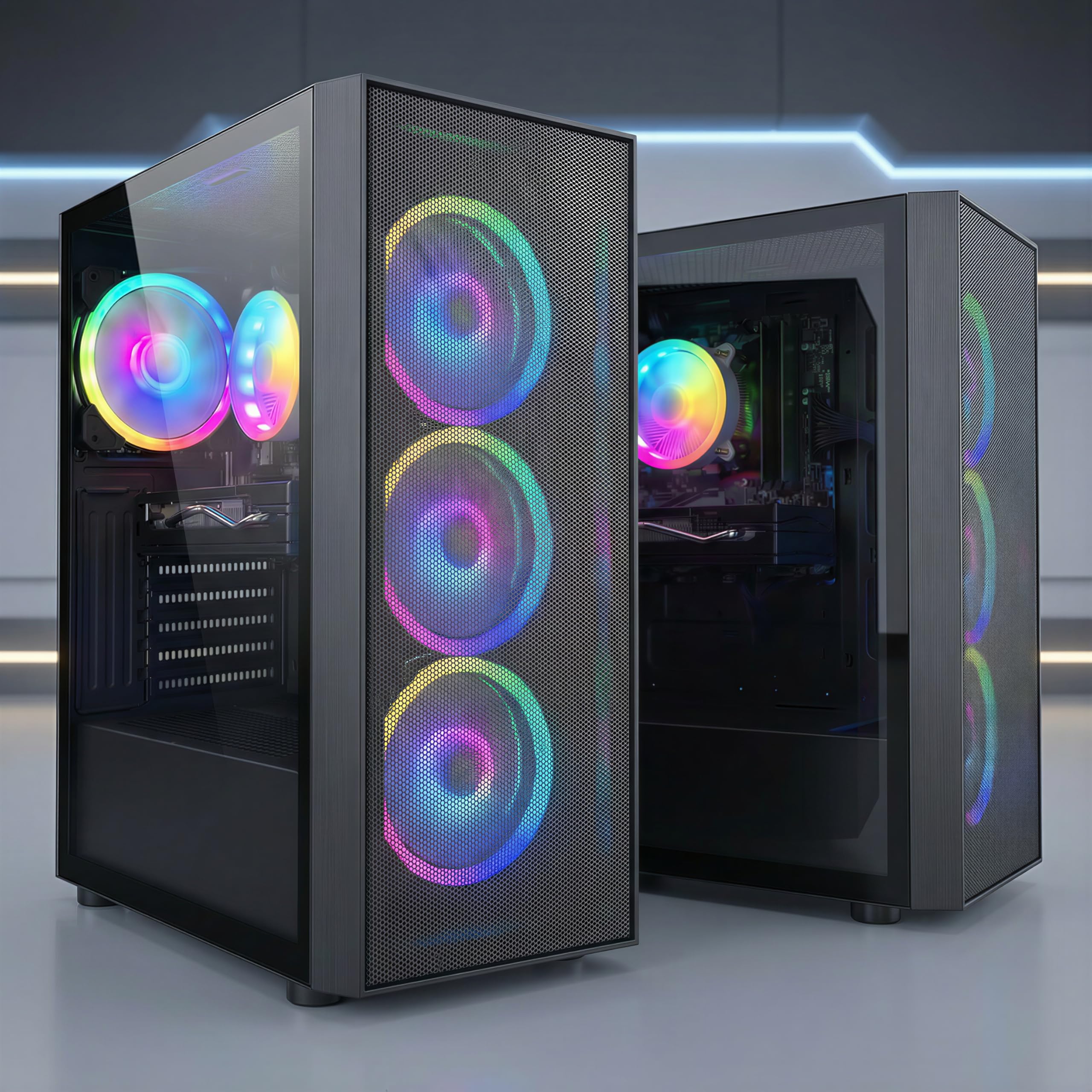STGAubron Gaming PC Desktop Computer, Intel Core i7 up to 3.9GHz, Radeon RX 580 8G, 16G RAM, 512G SSD, WiFi 6, BT 5.0, RGB Fan x4, Windows 11 Home - Flex Gamingproduct_type