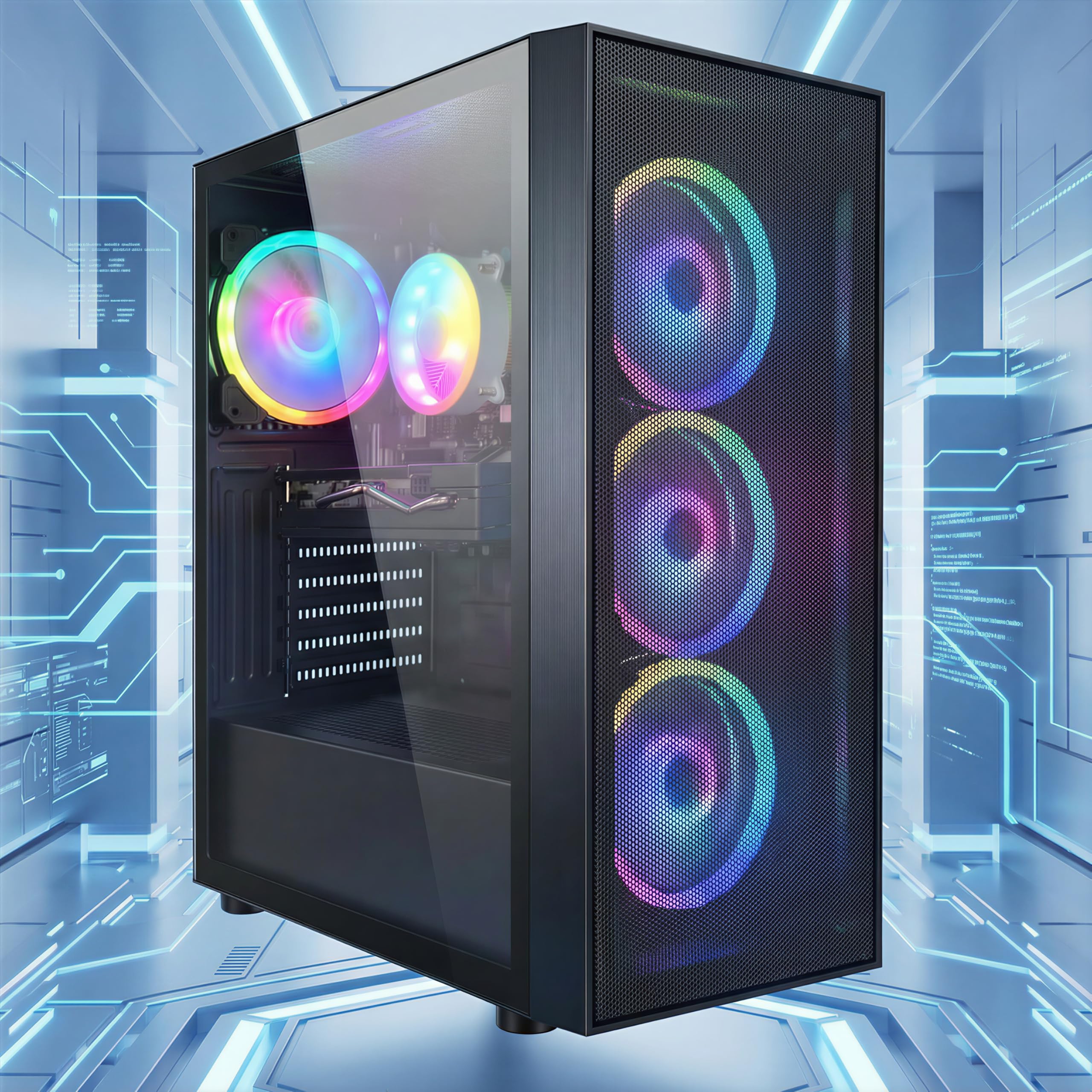 STGAubron Gaming PC Desktop Computer, Intel Core i7 up to 3.9GHz, Radeon RX 580 8G, 16G RAM, 512G SSD, WiFi 6, BT 5.0, RGB Fan x4, Windows 11 Home - Flex Gamingproduct_type