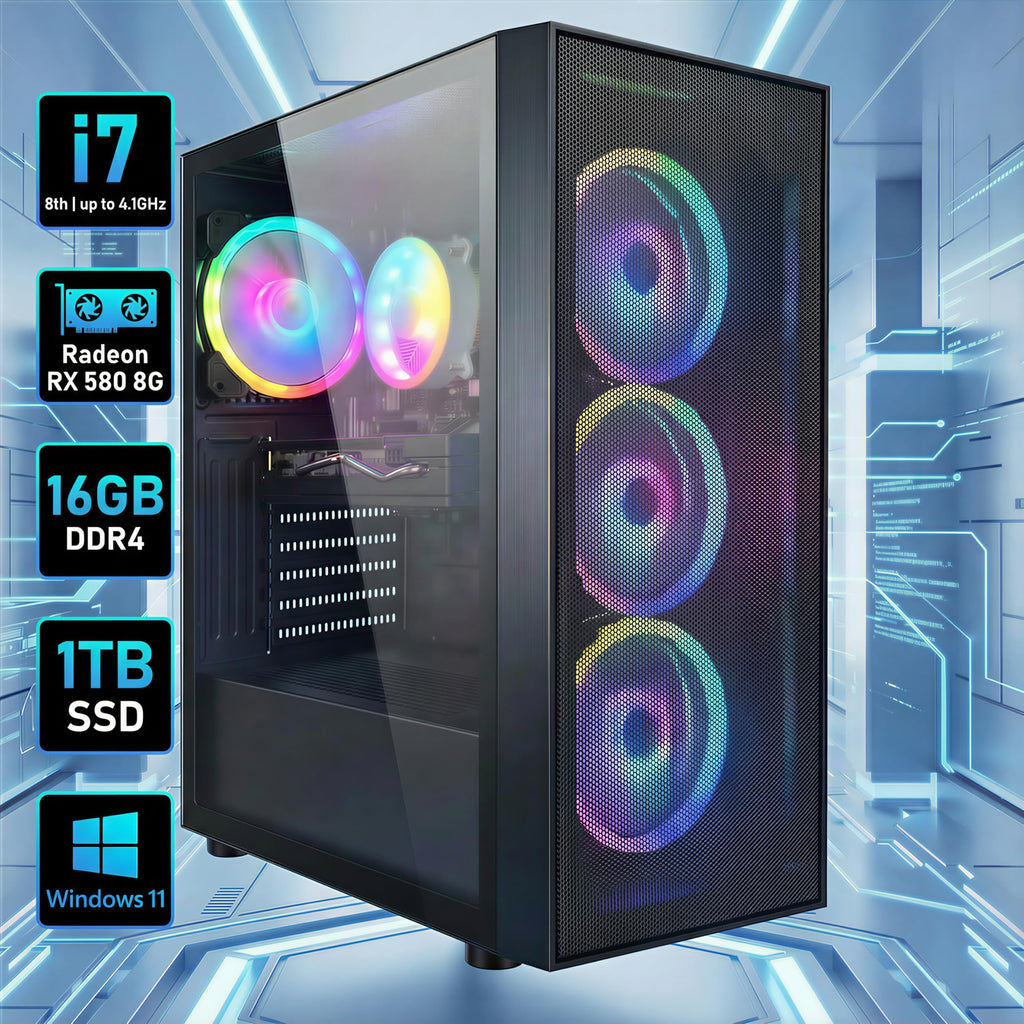 STGAubron Gaming PC Computer Desktop, GeForce GTX 1660 Ti 6G, Intel Core I7 up to 3.9GHz, 16G RAM, 512G SSD, WiFi 6, BT 5.0, RGB Fan x 4, Windows 11 Home,White - Flex Gamingproduct_type