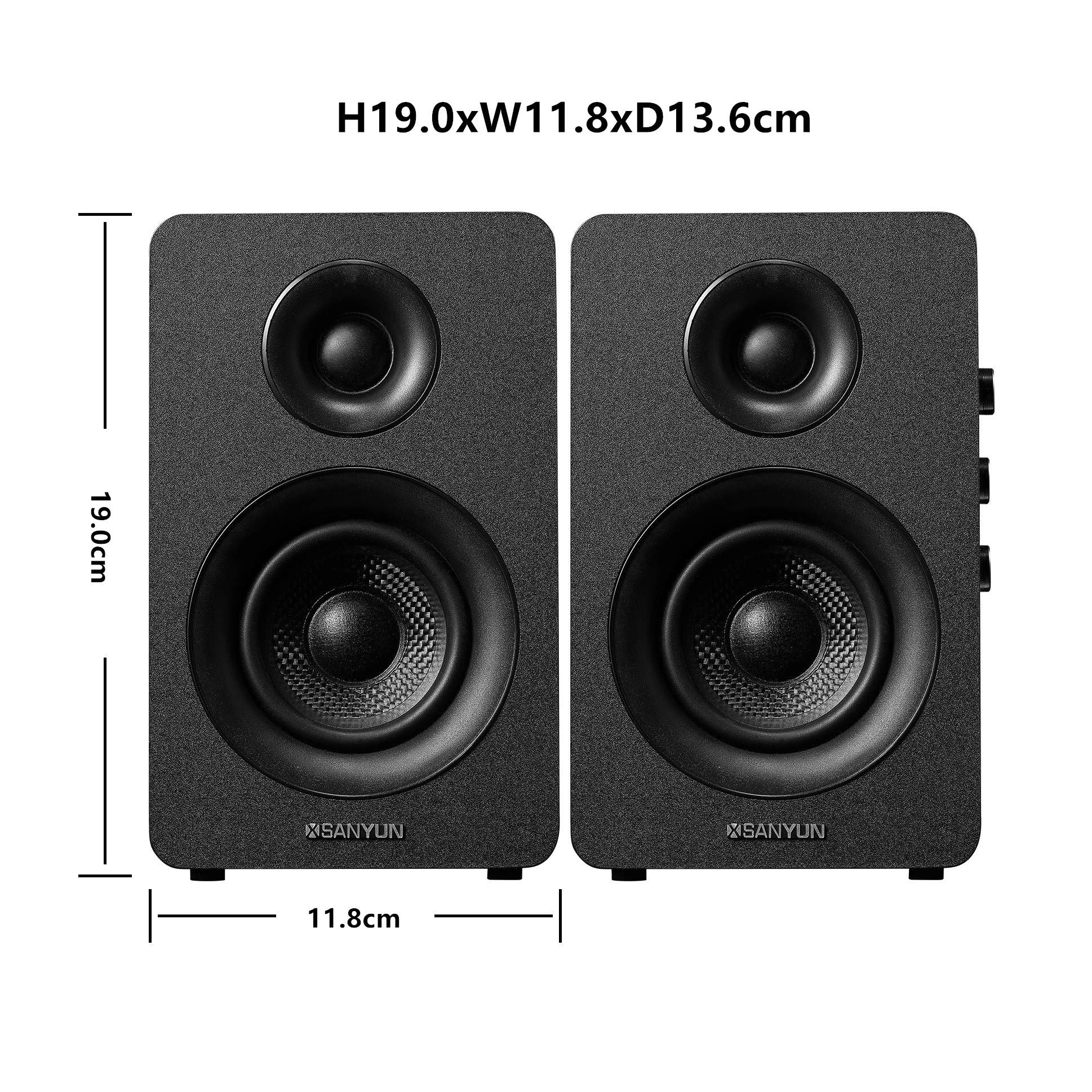 Sanyun SW208 3" Active Bluetooth 5.0 Bookshelf Speakers – 60W Carbon Fiber Speaker Unit - Built-in 24bit DAC - Dynamic 3D Surround Sound – 2.0 Computer PC Monitor Gaming Speakers (Pair, Black) - Flex Gamingproduct_type