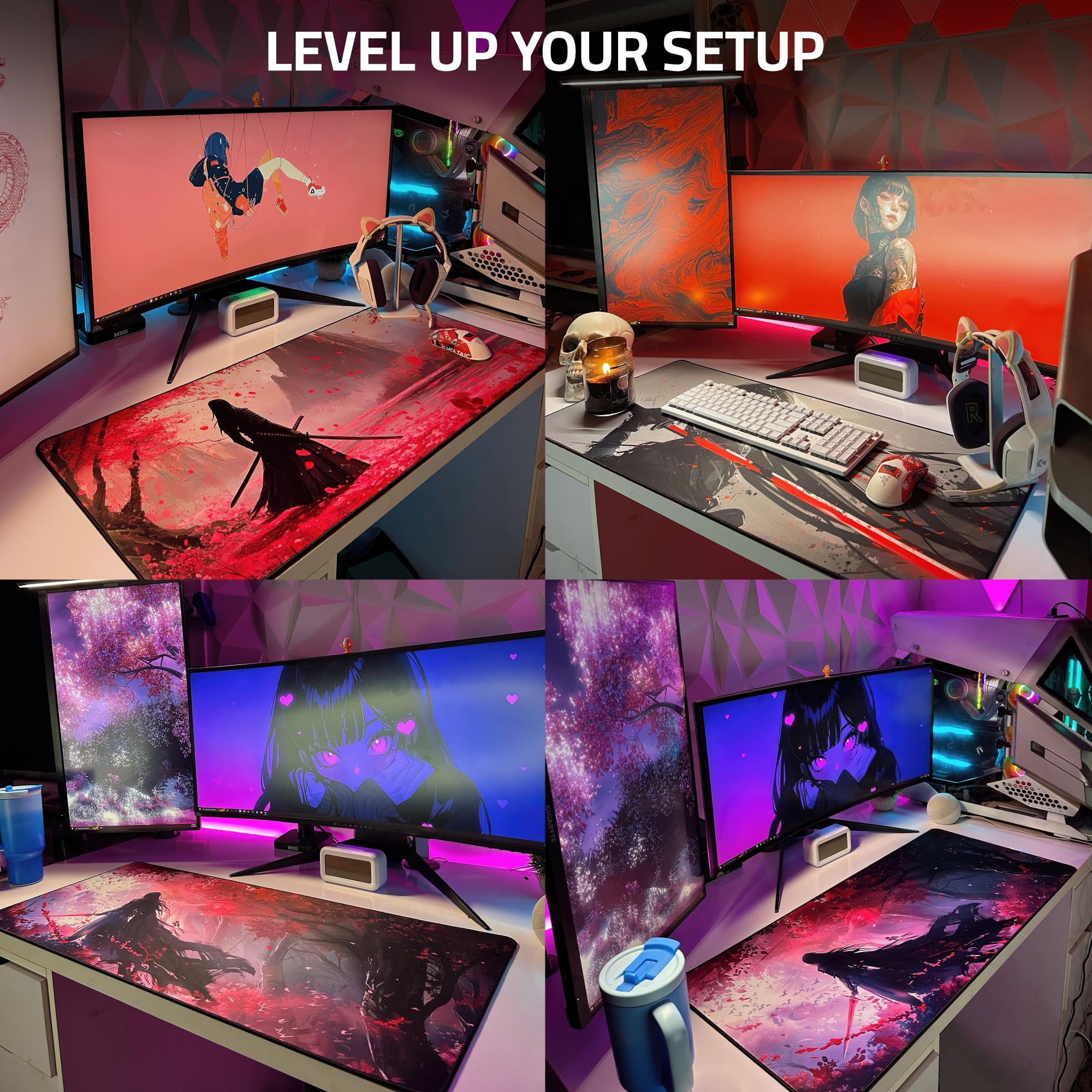 XXL Anime Gaming Mouse Pad 35.4 x 15.7 inch - Water-Resistant & Stitched Edges - Large XL Mousepad for Desk - Gamer Accessories Big Full Deskpad Mat Game Mousepads Deskmat - Flex Gamingproduct_type