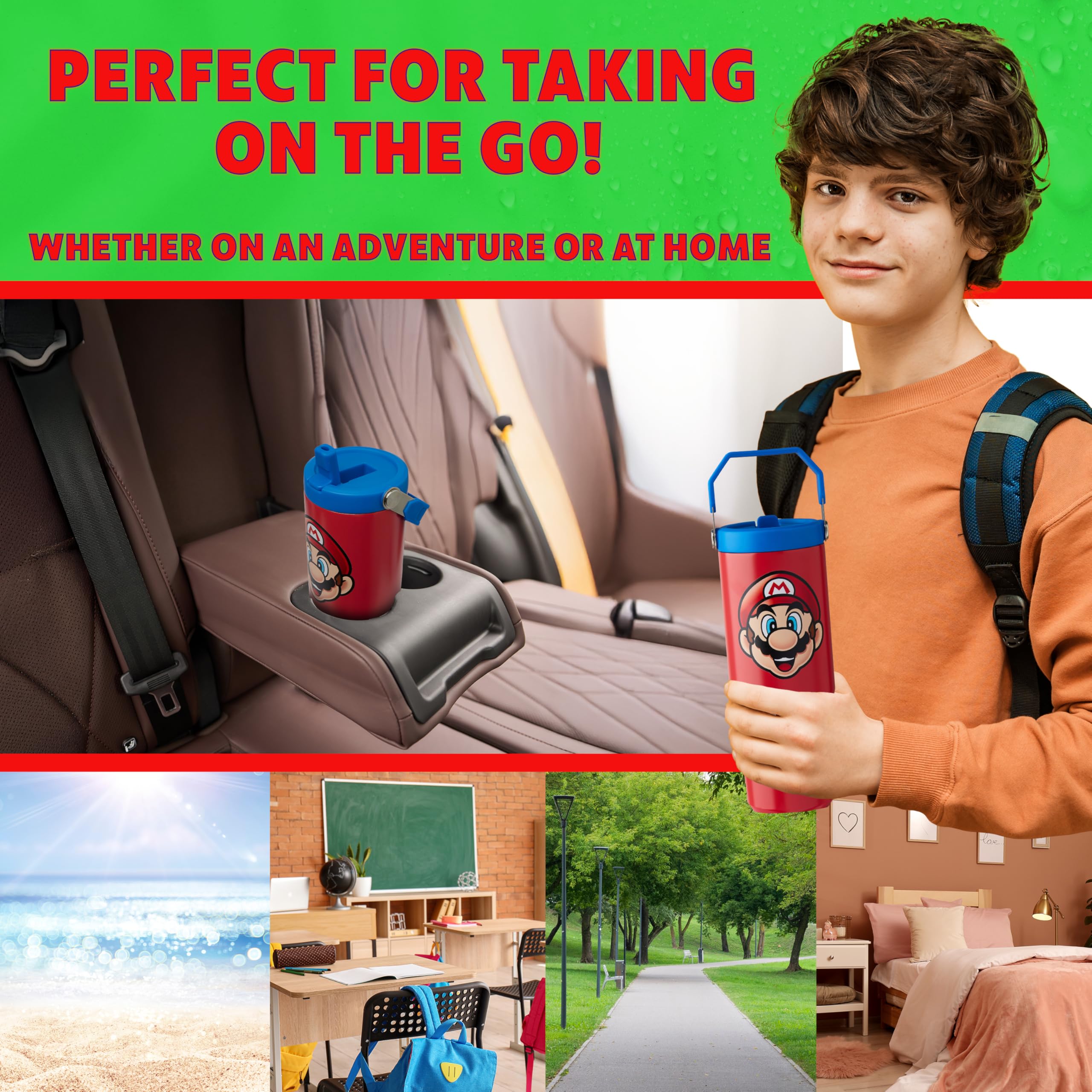 Get Trend Super Mario Tumbler Stainless Steel with Straw 30oz Kids Teens Insulated Cup with Lid Travel Mug Cups for School Sports Gifts for Kids (Red Super Mario) - Flex Gamingproduct_type