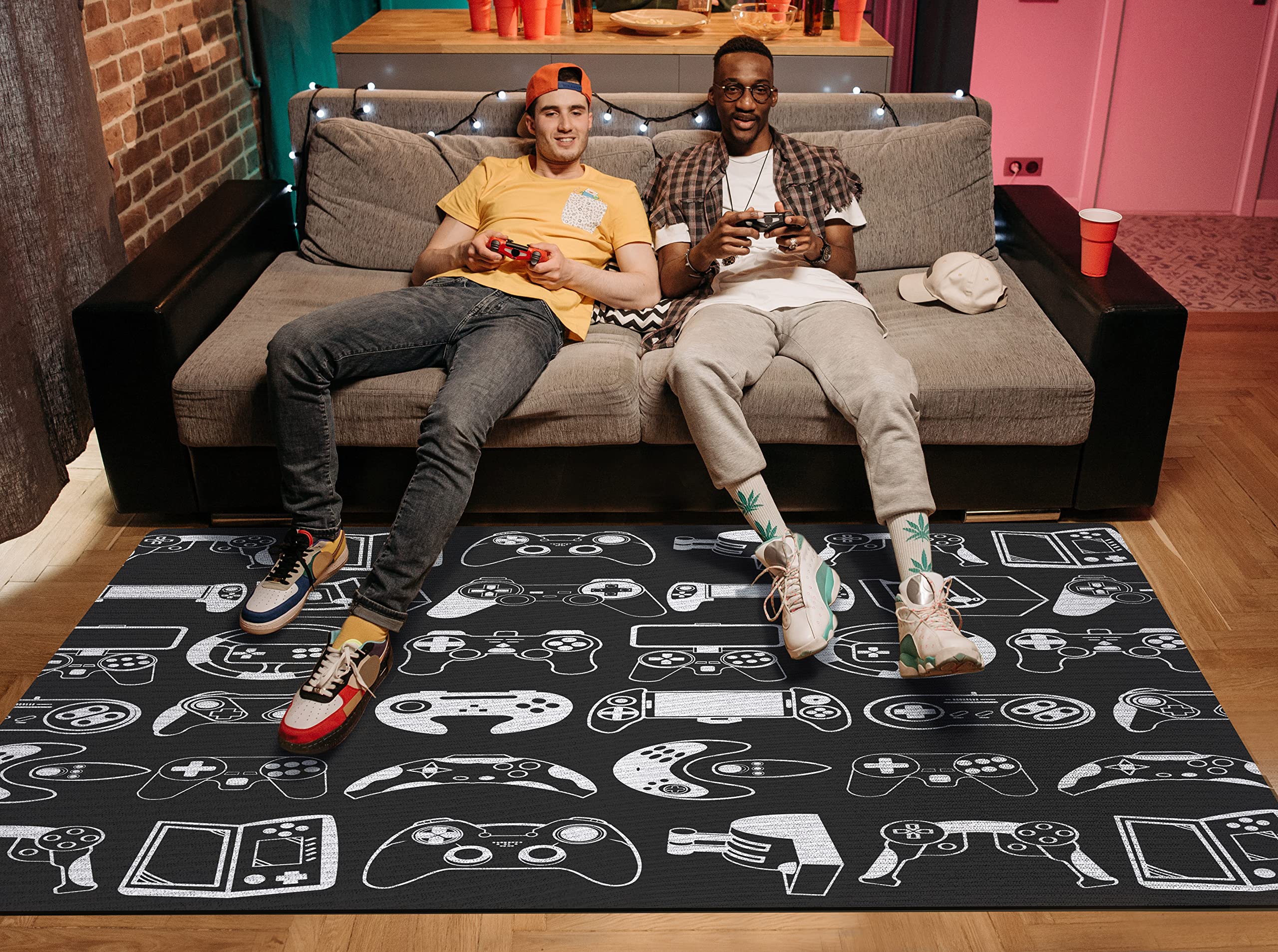Sunnycitron Gaming Area Rugs Gamer Player Rug for Boys Room Decor Teens 3D Video Game Controller Mat for Bedroom Playroom Carpet Red (59"x39") - Flex Gamingproduct_type