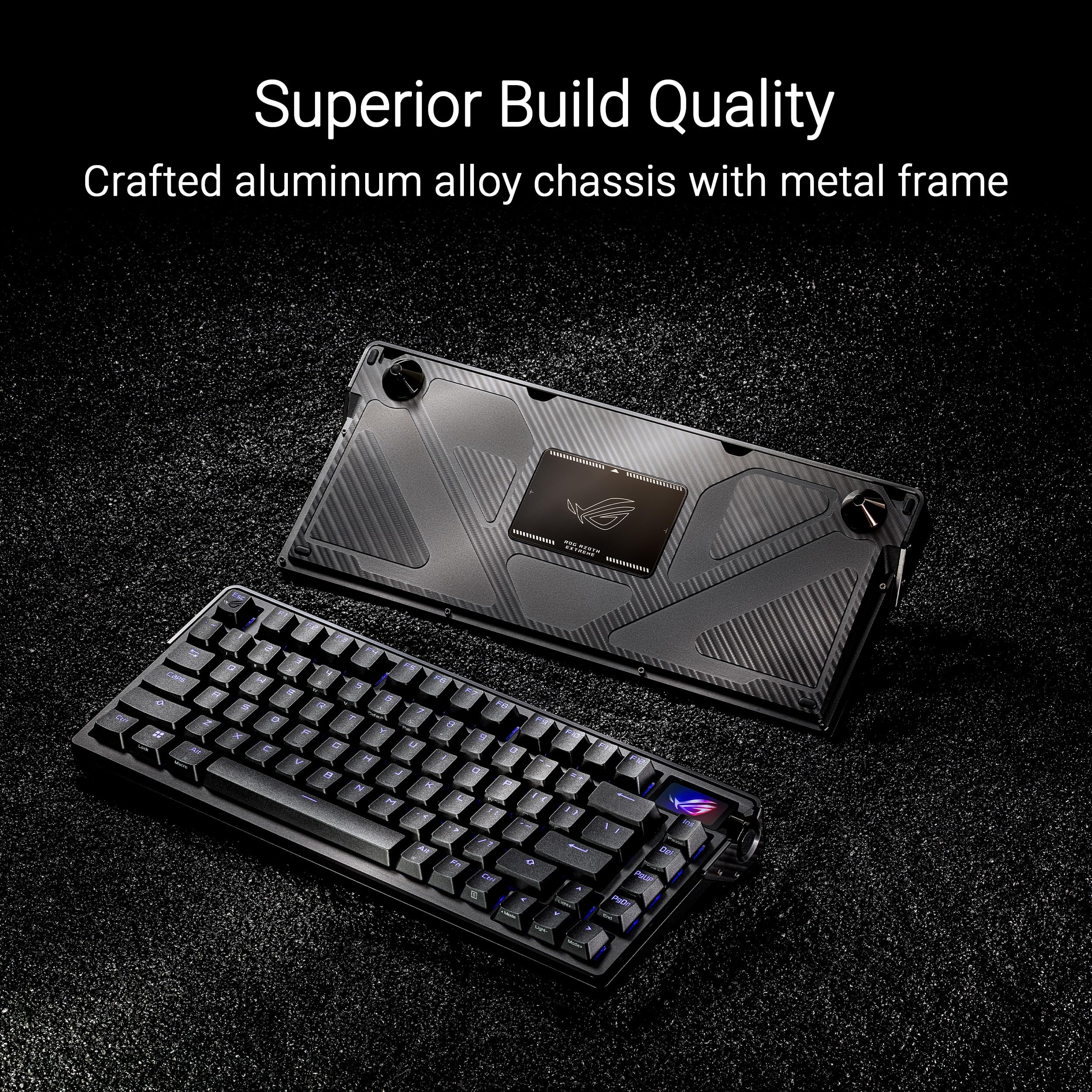 ASUS ROG Azoth Extreme Wireless Mechanical Gaming Keyboard – 75% TKL, ROG NX Storm Clicky Switches, PBT Keycaps, Aluminum Chassis, Carbon Fiber, Gasket Mount, Color OLED Screen, PC/Mac Support - Black - Flex Gamingproduct_type