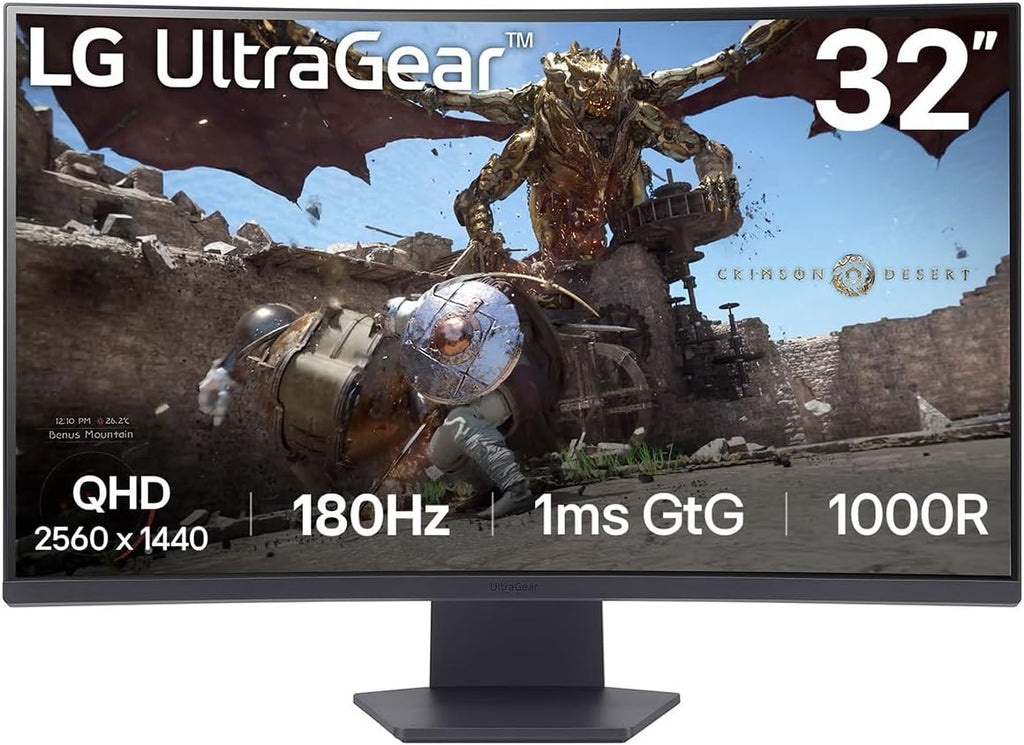 LG 32GS60QC-B 32" Ultragear™ QHD 1000R Curved 180Hz Gaming Monitor, 1ms (GtG), HDR10, sRGB 99% (Typ.) - Flex Gamingproduct_type