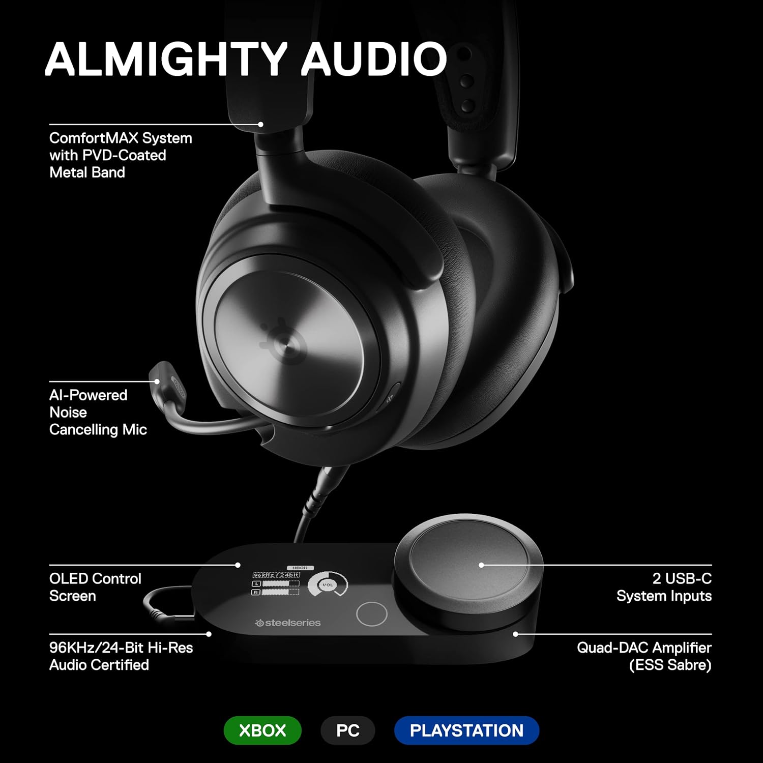 SteelSeries Arctis Nova Pro X Wired Multi-System Gaming Headset - Xbox, PC, PlayStation & Switch - 360° Spatial Audio - Hi-Res GameDAC Gen 2 - AI-Powered Noise-Cancelling ClearCast Gen 2 Microphone - Flex Gamingproduct_type