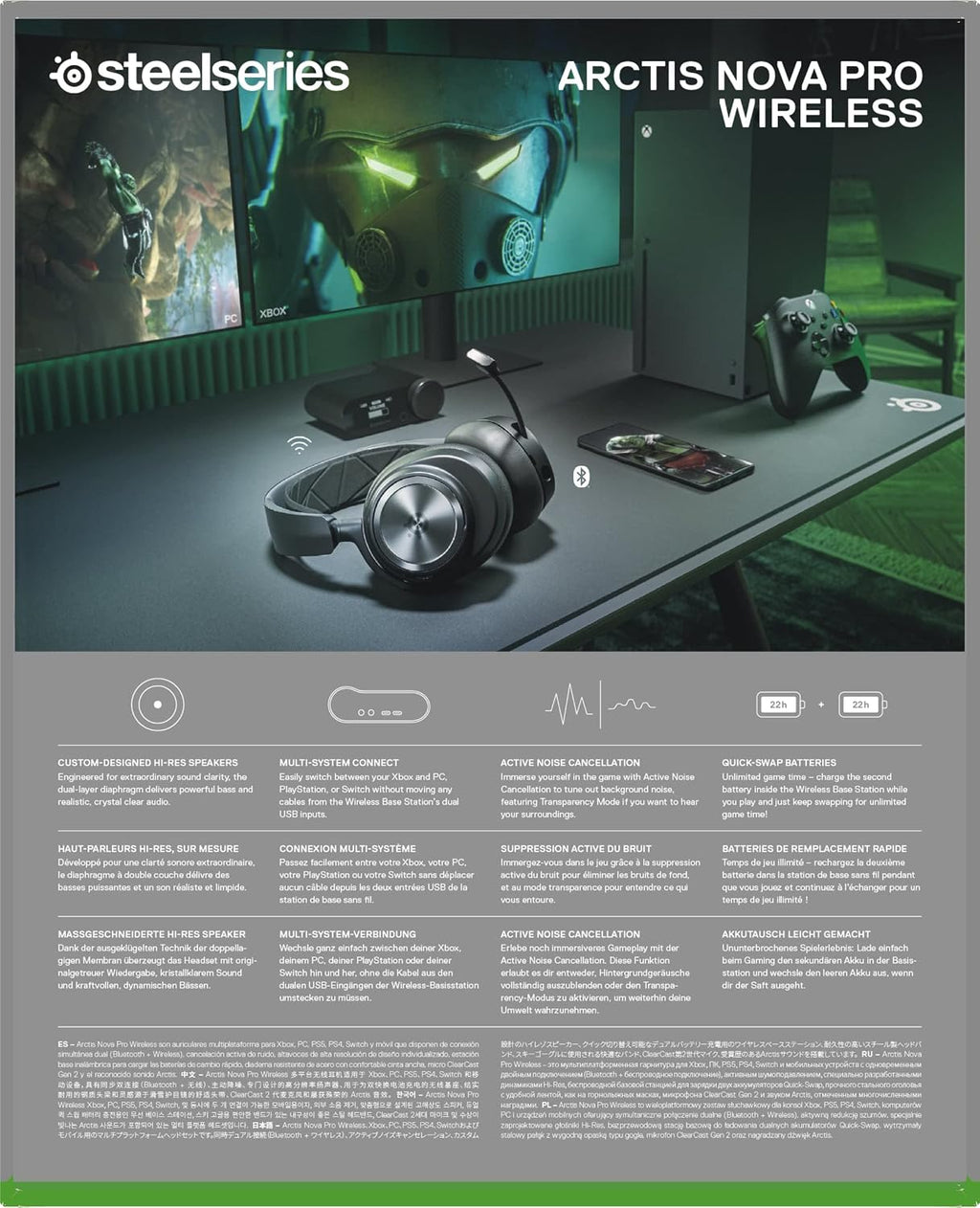 SteelSeries Arctis Nova Pro X Wired Multi-System Gaming Headset - Xbox, PC, PlayStation & Switch - 360° Spatial Audio - Hi-Res GameDAC Gen 2 - AI-Powered Noise-Cancelling ClearCast Gen 2 Microphone - Flex Gamingproduct_type